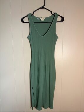 Rolla Coster Ribbed V-Neck Tank Midi Dress in Sage